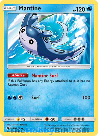 Mantine #58/214 Uncommon - Lost Thunder Pokemon card