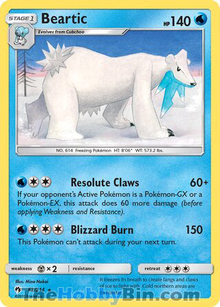 Beartic #62/214 Rare - Lost Thunder Pokemon card