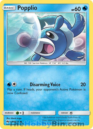 Popplio #64/214 Common - Lost Thunder Pokemon card
