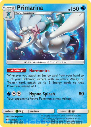 Primarina #67/214 Rare - Lost Thunder Pokemon card