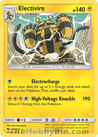 Electivire #72/214 Rare - Lost Thunder Pokemon card