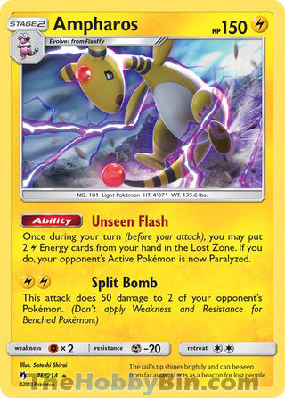 Ampharos #78/214 Holo Rare - Lost Thunder Pokemon card