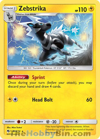 Zebstrika #82/214 Rare - Lost Thunder Pokemon card