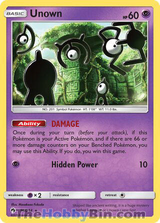 Unown #90/214 Rare - Lost Thunder Pokemon card