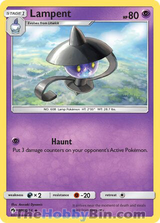 Lampent #102/214 Uncommon - Lost Thunder Pokemon card
