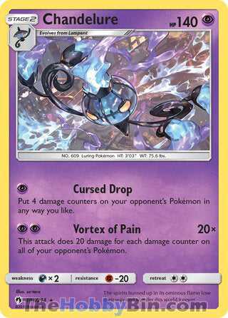 Chandelure #103/214 Holo Rare - Lost Thunder Pokemon card