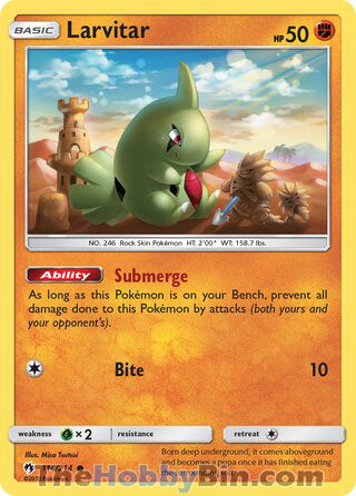 Larvitar #114/214 Common - Lost Thunder Pokemon card