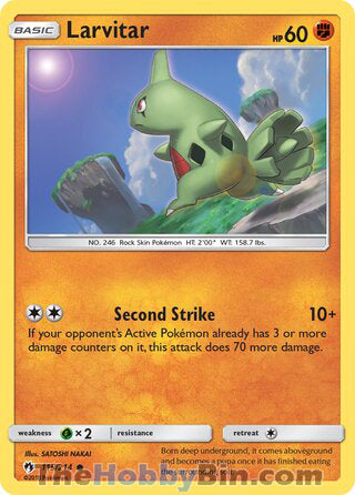 Larvitar #115/214 Common - Lost Thunder Pokemon card