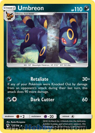 Umbreon #120/214 Rare - Lost Thunder Pokemon card
