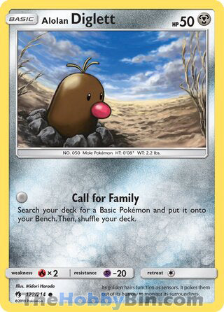 Alolan Diglett #122/214 Common - Lost Thunder Pokemon card