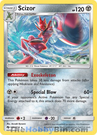 Scizor #126/214 Holo Rare - Lost Thunder Pokemon card