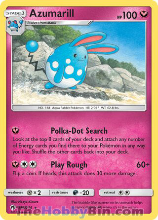 Azumarill #136/214 Rare - Lost Thunder Pokemon card