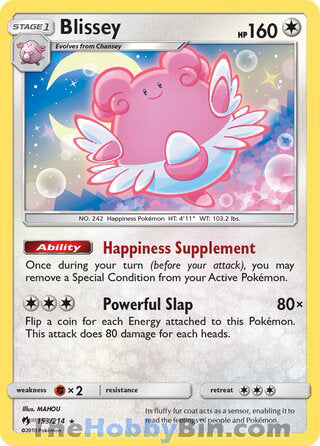 Blissey #153/214 Holo Rare - Lost Thunder Pokemon card