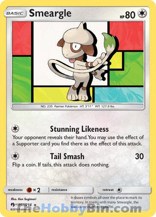 Smeargle #157/214 Rare - Lost Thunder Pokemon card