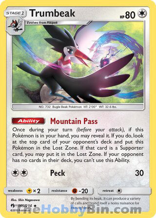 Trumbeak #165/214 Uncommon - Lost Thunder Pokemon card
