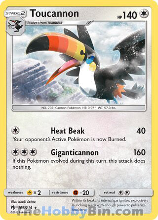 Toucannon #166/214 Rare - Lost Thunder Pokemon card