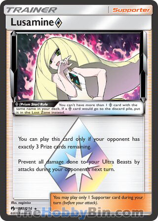 Lusamine Prism Star Lost Thunder Prism Rare #182/214