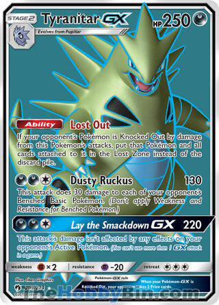 Tyranitar GX #203/214 Ultra Rare - Lost Thunder Pokemon card