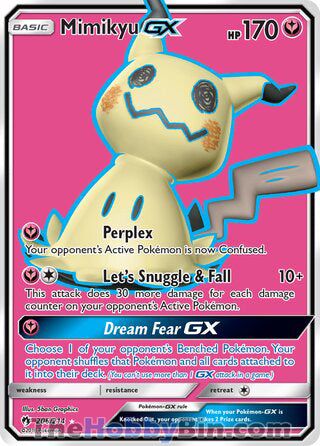 Mimikyu GX #206/214 Ultra Rare - Lost Thunder Pokemon card