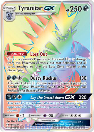 Tyranitar GX #223/214 Secret Rare - Lost Thunder Pokemon card