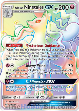 Alolan Ninetales GX #225/214 Secret Rare - Lost Thunder Pokemon card