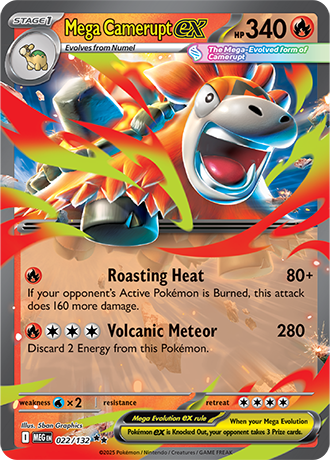 Mega Camerupt ex #22/132 Double Rare - Mega Evolution Pokemon card