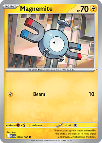 Magnemite #45/132 Common - Mega Evolution Pokemon card