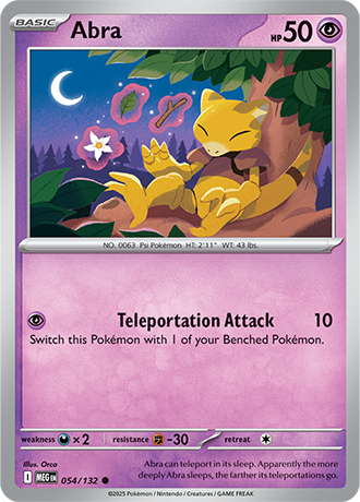 Abra #54/132 Common - Mega Evolution Pokemon card