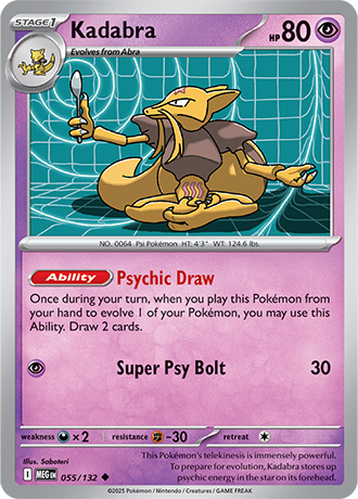 Kadabra #55/132 Uncommon - Mega Evolution Pokemon card