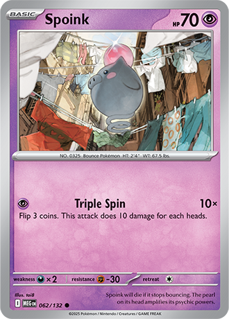 Spoink #62/132 Common - Mega Evolution Pokemon card