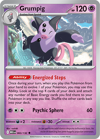 Grumpig #63/132 Uncommon - Mega Evolution Pokemon card