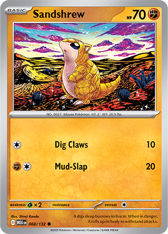 Sandshrew #68/132 Common - Mega Evolution Pokemon card