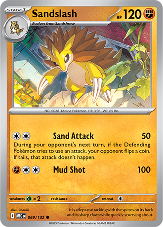 Sandslash #69/132 Common - Mega Evolution Pokemon card