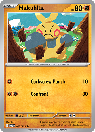 Makuhita #72/132 Common - Mega Evolution Pokemon card