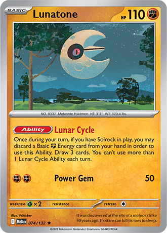 Lunatone #74/132 Rare - Mega Evolution Pokemon card