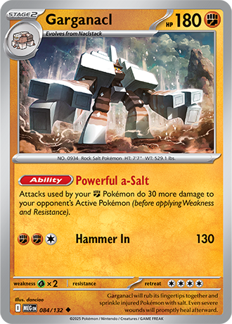 Garganacl #84/132 Uncommon - Mega Evolution Pokemon card