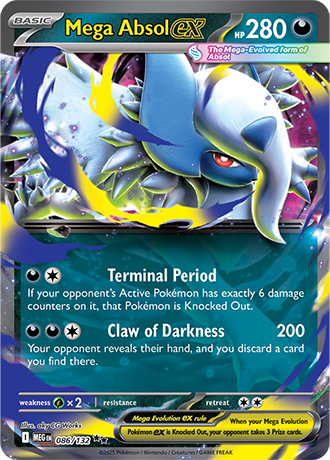 Mega Absol ex #86/132 Double Rare - Mega Evolution Pokemon card