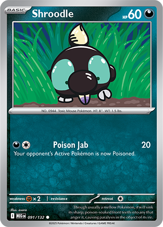 Shroodle #91/132 Common - Mega Evolution Pokemon card