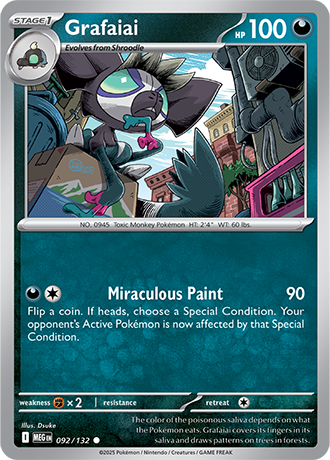 Grafaiai #92/132 Common - Mega Evolution Pokemon card