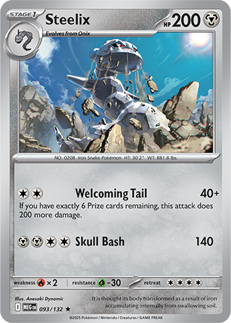 Steelix #93/132 Rare - Mega Evolution Pokemon card