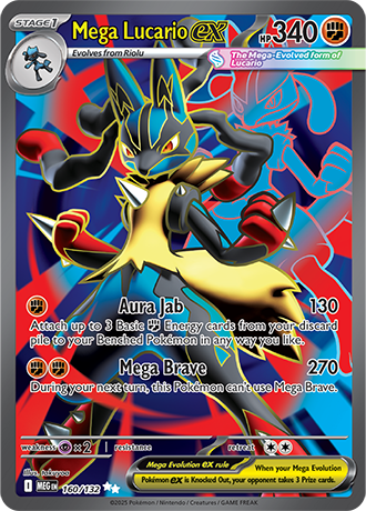 Mega Lucario ex #160/132 Ultra Rare - Mega Evolution Pokemon card