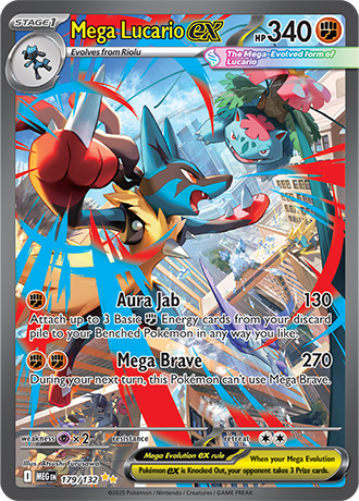 Mega Lucario ex #179/132 Special Illustration Rare - Mega Evolution Pokemon card