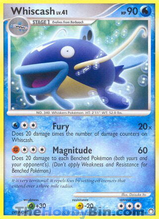 Whiscash #40/123 Rare - Mysterious Treasures Pokemon card