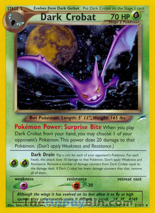 0002 Dark Crobat Holo Rare Neo Destiny