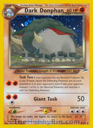 0003 Dark Donphan Holo Rare Neo Destiny