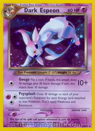 0004 Dark Espeon Holo Rare Neo Destiny
