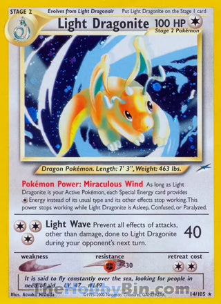 Light Dragonite #14/105 Holo Rare - Neo Destiny Pokemon card