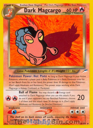 Dark Magcargo #18/105 Rare - Neo Destiny Pokemon card