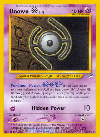 0028 Unown [H] Rare Neo Destiny