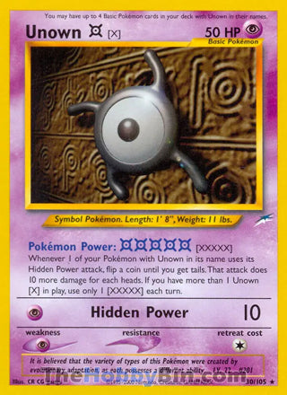 0030 Unown [X] Rare Neo Destiny